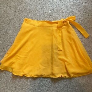 Forever 21 Yellow Skater Wrap Mini Skirt